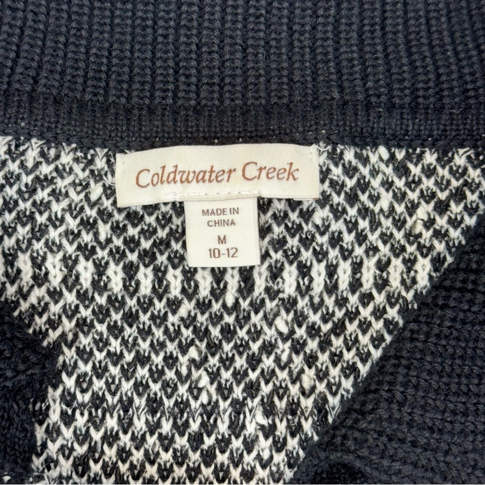 Coldwater Creek Collared Cardigan Windowpane Black size M - Picture 4 of 12